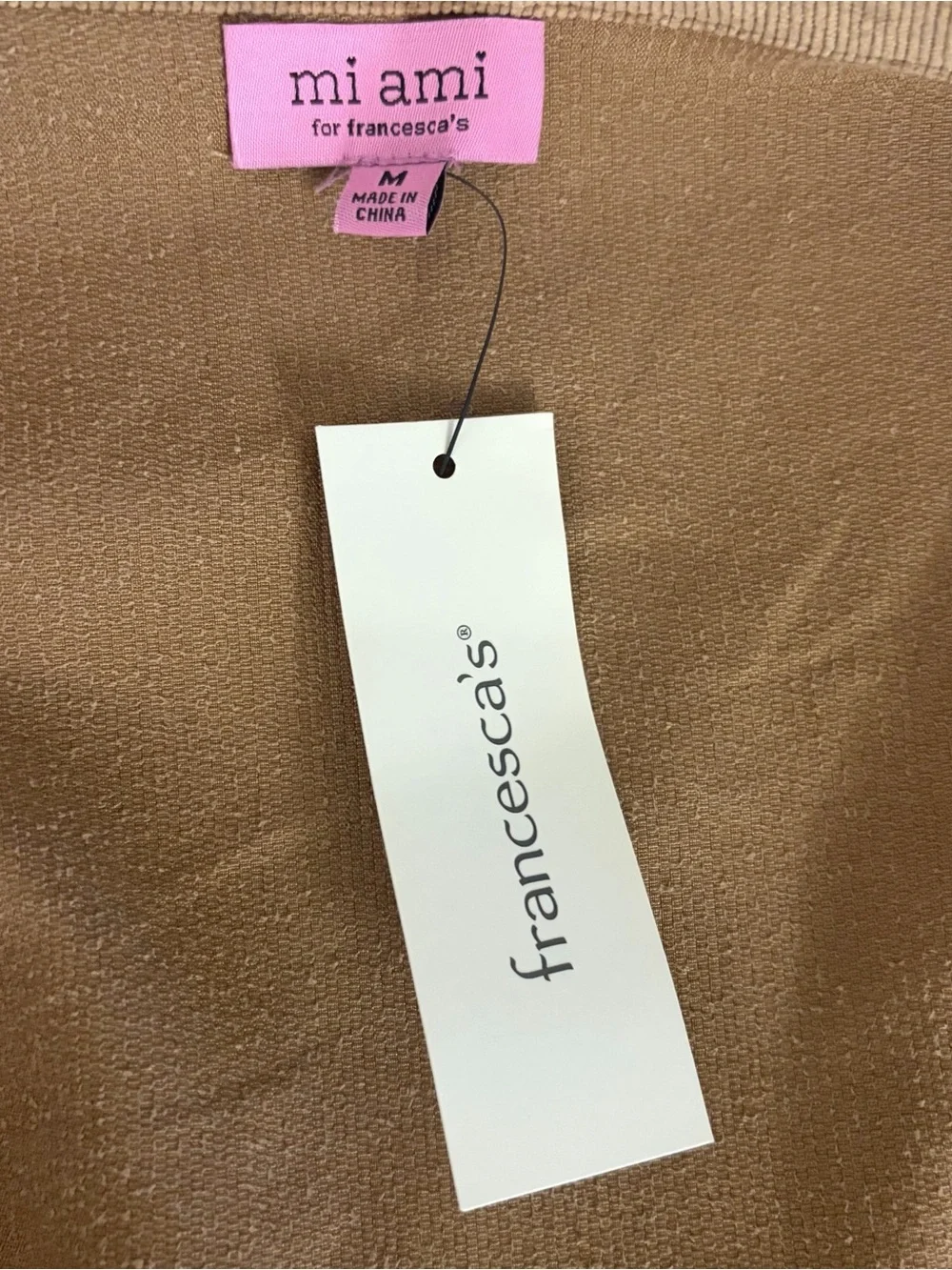 NWT Francesca's Mi Ami Camel Corduroy Belted Shirt Dress M Fits S Brown Mini⁠